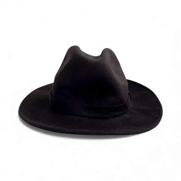 All Saints Hat Black Wide Brim Wool Bronson Fedora Size M/L - Picture 7 of 10